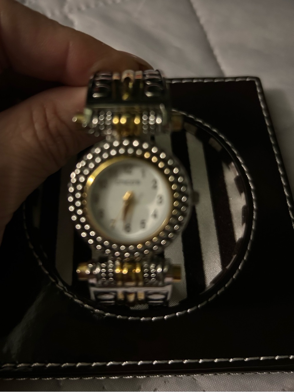 Two-Tone Silver and Gold Round Face Bracelet Watch